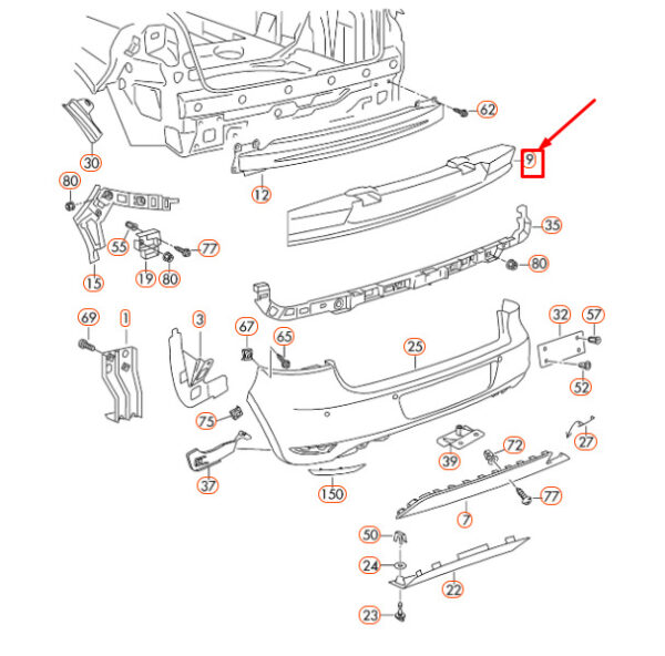 5K0807251B - NEW VOLKSWAGEN GOLF MK6 REAR BUMPER FOAM FOAM FILLER PIECE 5K0807251B ORIGINAL