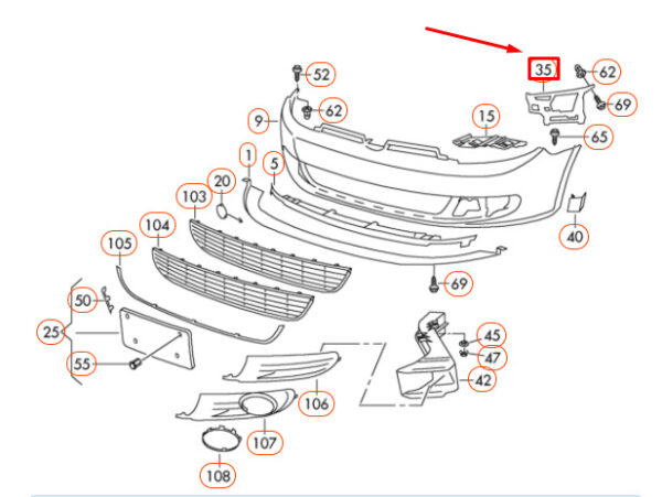 5K0807723F - NEW VOLKSWAGEN GOLF 6 FRONT BUMPER LEFT SUPPORT ELEMENT 5K0807723F
