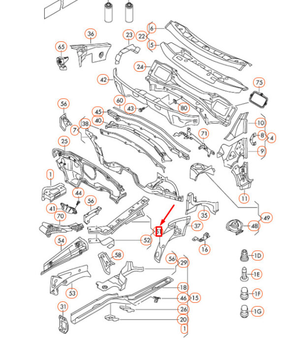 5K0809146 - NEW VW GOLF MK6 FRONT RIGHT UPPER INNER FENDER RAIL 5K0809146 ORIGINAL