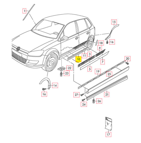 5K3853537CHM2 - NEW VW GOLF POLO FRONT DOOR R-LINE CHAIR TRIM STRIP 5K3853537CHM2 ORIGINAL