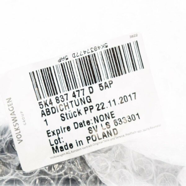 5K4837477D - NEW VOLKSWAGEN GOLF MK6 FRONT LEFT DOOR WINDOW GASKET 5K4837477D5AP