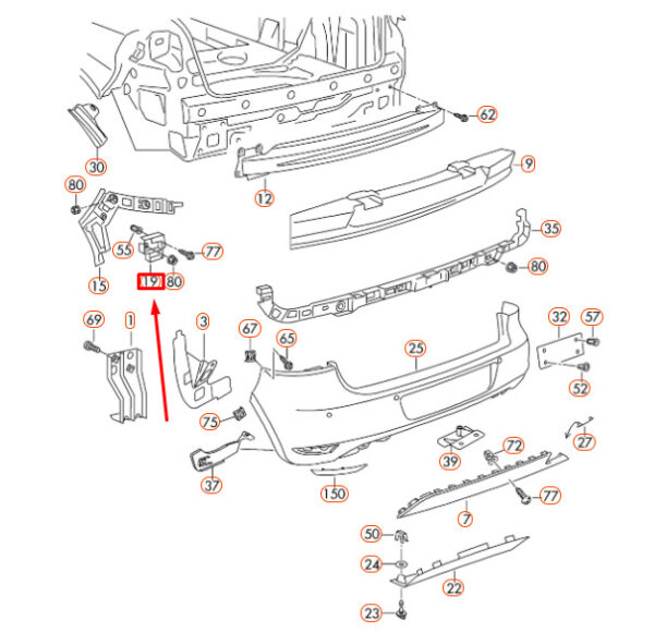 5K6807393A - NEW VOLKSWAGEN GOLF MK6 REAR BUMPER LEFT GUIDE PROFILE 5K6807393A ORIGINAL
