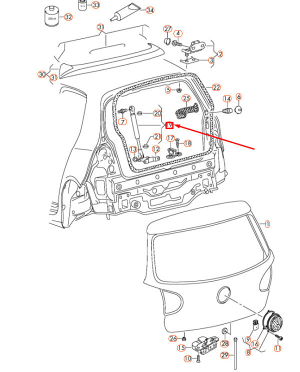 5K6827550D - NEW VOLKSWAGEN GOLF MK6 REAR LID GAS FILLED STRUT 5K6827550D ORIGINAL