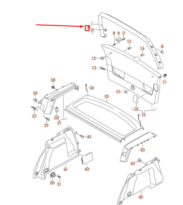 5K686760382V - NEW VOLKSWAGEN GOLF MK6 REAR LID UPPER TRIM PANEL 5K686760382V