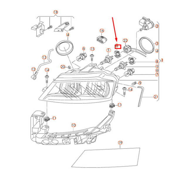 5M0941160A - NEW VW TOUAREG 7P H7 BULB RETAINING BRACKET 5M0941160A