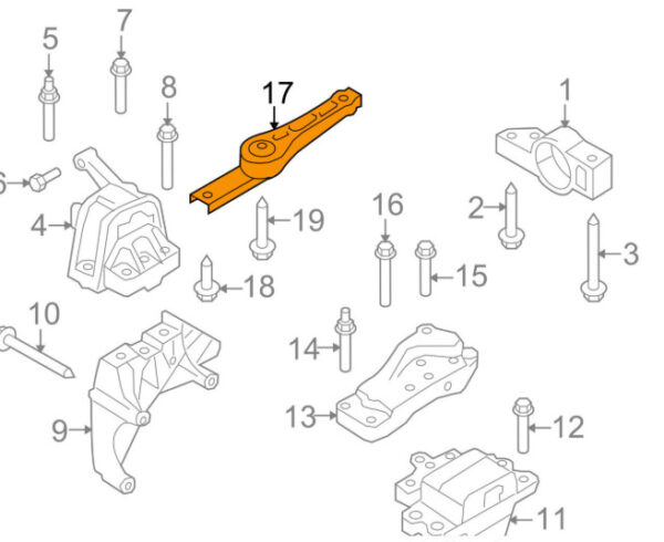 5N0199855E - NEW TIGUAN MK1 REAR ENGINE MOUNT 5N0199855E GENUINE
