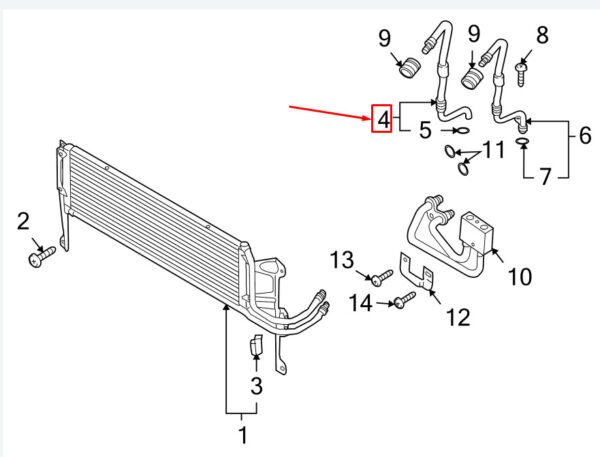 5N0317820B - NEW VW TIGUAN 5N AUTOMATIC TRANSMISSION OIL COOLER LINE 5N0317820B ORIGINAL