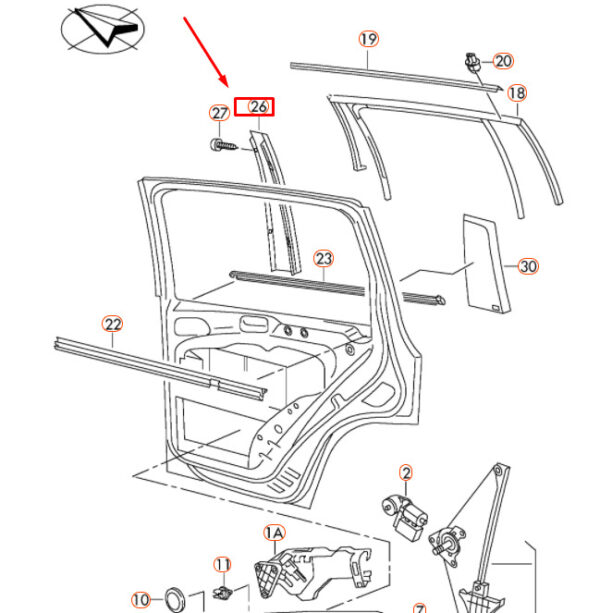 5N0839902A - NEW VW TIGUAN 5N MK1 DOOR REAR RIGHT WINDOW STRIP 5N0839902A03C