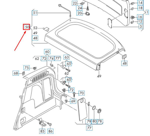 5N0867769M7T8 - NEW VOLKSWAGEN TIGUAN 5N MK1 LUGGAGE COMPARTMENT COVER 5N0867769M7T8 ORIGINAL