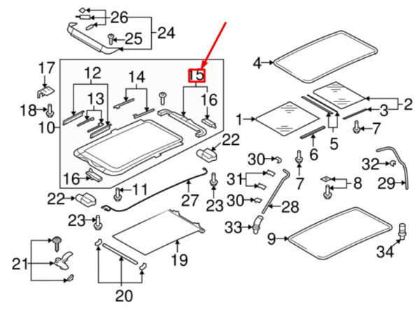 5N0898259A - VOLKSWAGEN JETTA A6 MK6 sunroof frame gasket set 5N0898259A NEW ORIGINAL
