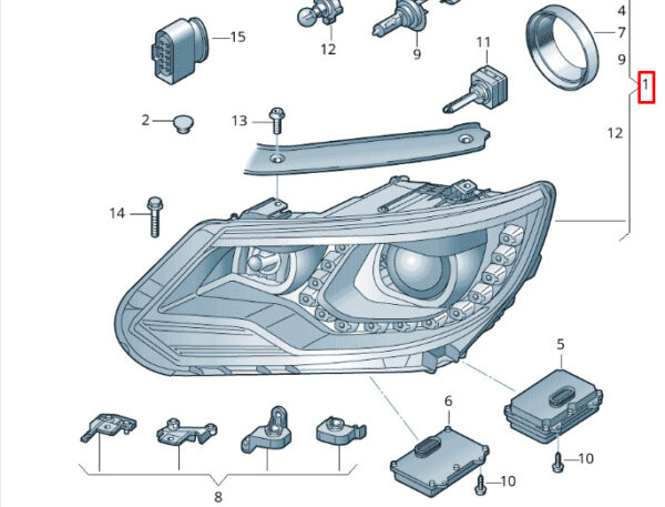 5N1941754B - NEW VWOLKSWAGEN TIGUAN 5N FRONT RIGHT XENON HEADLIGHT 5N1941754B