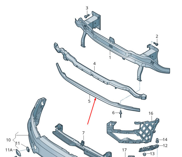 5NA807651D - NEW VOLKSWAGEN TIGUAN AD FRONT BUMPER CROSS MEMBER 5NA807651D