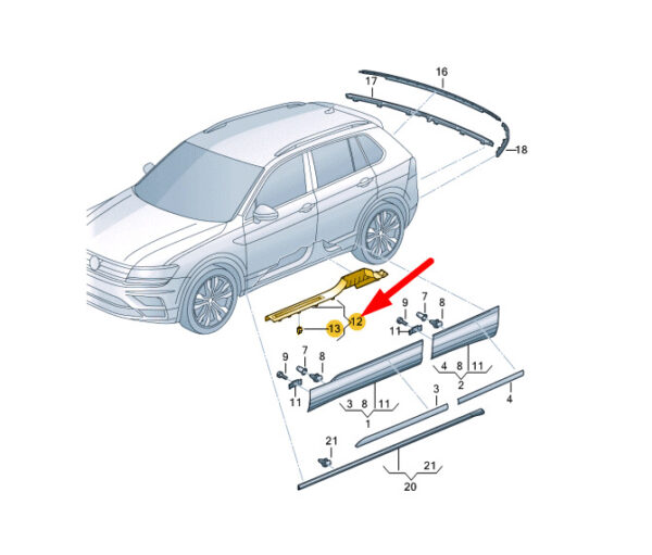 5NA853369QESN - NEW VOLKSWAGEN TIGUAN AD MK2 FRONT LEFT SILL TRIM STRIP 5NA853369QESN ORIGINAL