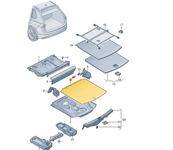 5NA863463CA9 - VW TIGUAN MK2 BOOT FLOOR COVERING 5NA863463CA9 NEW GENUINE