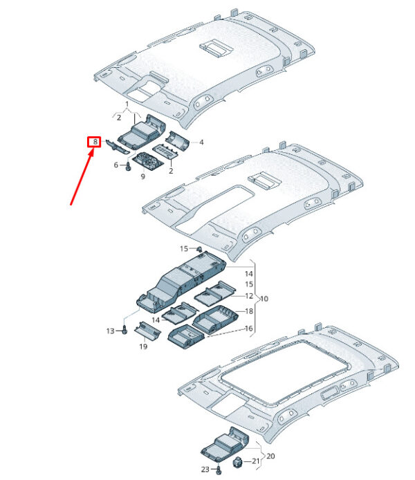 5NA867927 - VW Tiguan AD1 front cover for roof console 5NA867927RM5 original part