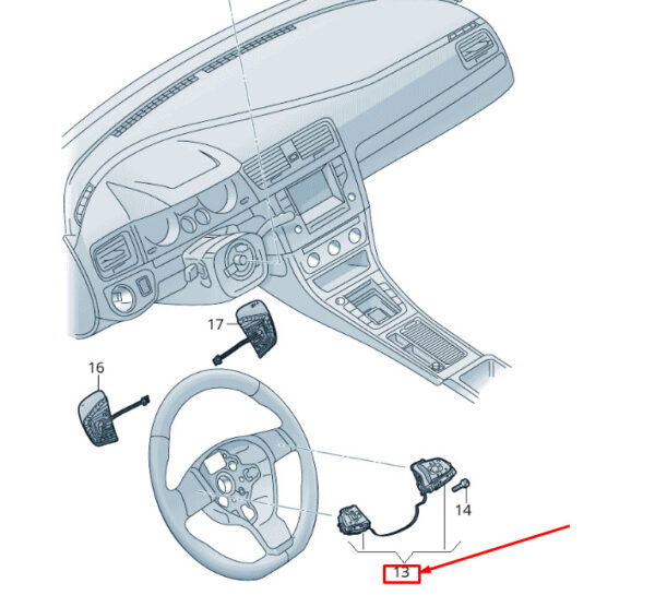 5NA959442AICX - NEW VW TOURAN 5T STEERING WHEEL MULTIFUNCTION SWITCHES 5NA959442AICX ORIGINAL
