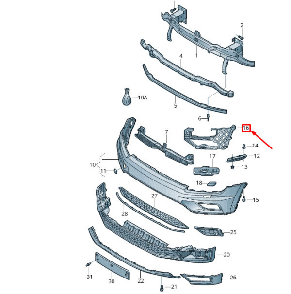 5NN807724B - VW Tiguan AD1 bumper mount front right 5NN807724B NEW ORIGINAL