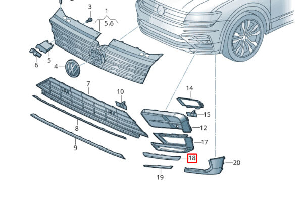 5NN853101CGRU - NEW VOLKSWAGEN TIGUAN AD FRONT LEFT BUMPER MOLDING 5NN853101CGRU