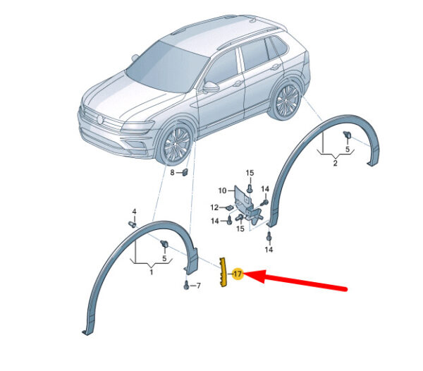 5NN854959GRU - NEW VW TIGUAN ALLSPACE MK2 FRONT LEFT FENDER LINING TRIM 5NN854959GRU ORIGINAL