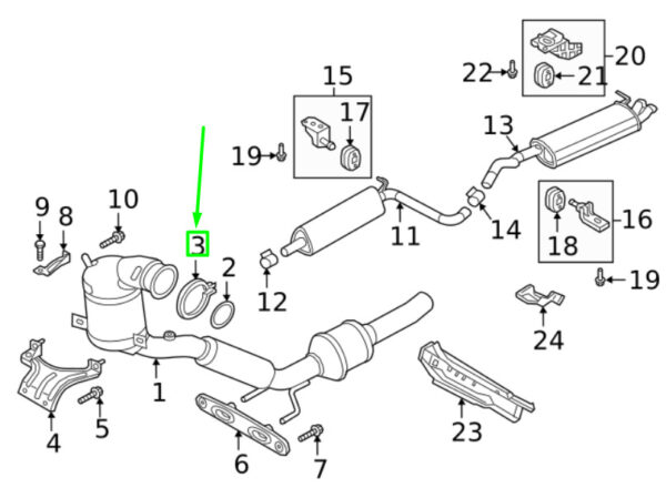 5Q0253725H - NEW VOLKSWAGEN PASSAT B8 3G EXHAUST PIPE CLAMP 5Q0253725H