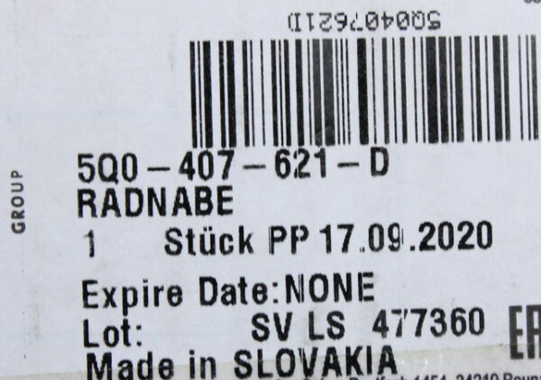 5Q0407621D - New VOLKSWAGEN ARTEON 3H7 Front Wheel Bearing 5Q0407621D