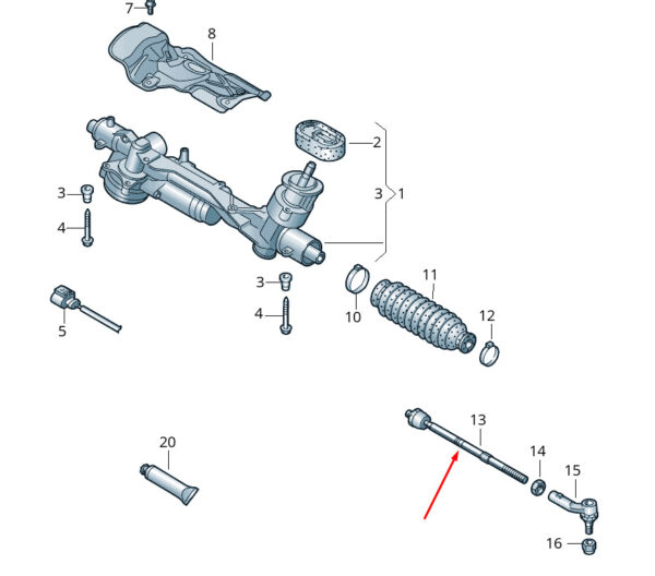5Q0423810 - NEW VOLKSWAGEN TIGUAN AD STEERING RACK INNER TIE ROD 5Q0423810