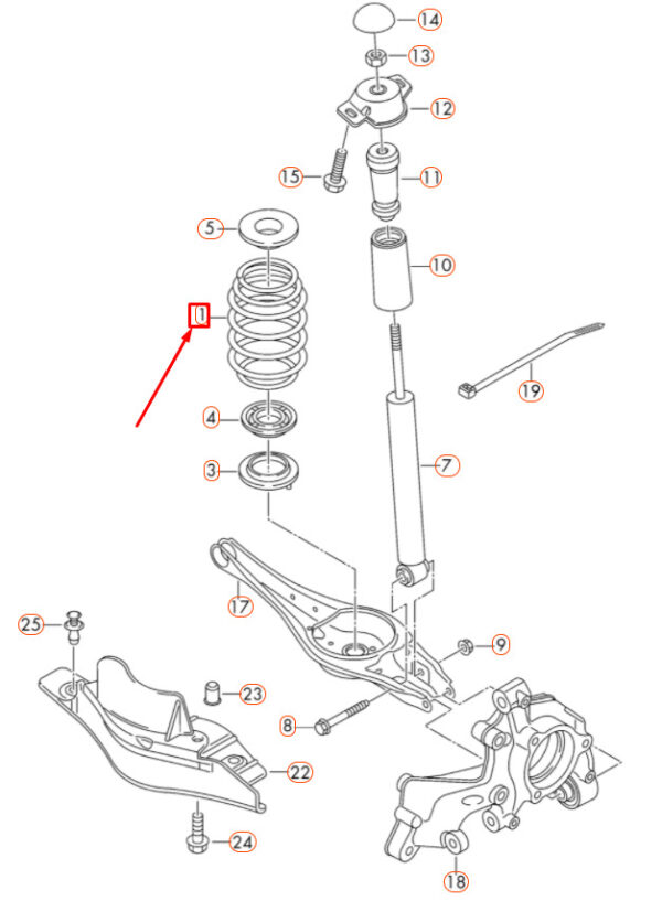 5Q0511115AM - NEW VOLKSWAGEN GOLF 5G MK7 REAR AXLE SCREW SPRING 5Q05115AM ORIGINAL