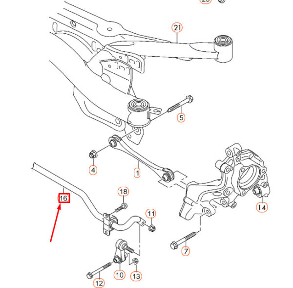 5Q0511305BF - NEW VOLKSWAGEN GOLF MK7 REAR ANTI ROLL BAR 5Q0511305BF