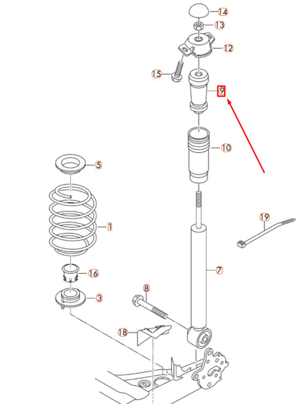 5Q0511351E - NEW VW GOLF 5G MK7 REAR AXLE SHOCK ABSORBER STOP BUFFER 5Q0511351E ORIGINAL
