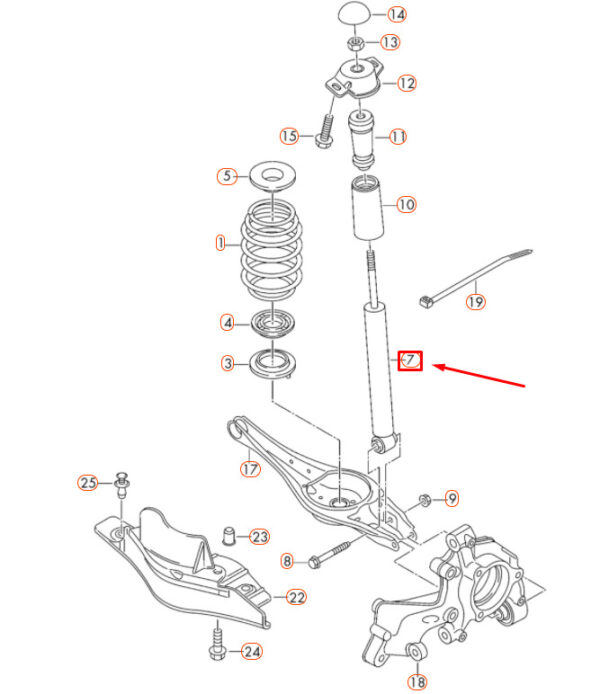 5Q0513029BQ - NEW VOLKSWAGEN GOLF MK7 REAR GAS SHOCK ABSORBER 5Q0513029BQ ORIGINAL