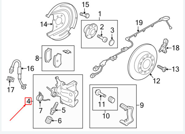 5Q0615423C - NEW VW GOLF VII 5G MK7 REAR LEFT BRAKE CALIPER 5Q0615423C ORIGINAL