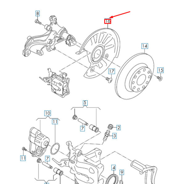 5Q0615611S - VW TIGUAN MK2 Rear Left Brake Disc Protection Cover Plate 5Q0615611S NEW GENUINE
