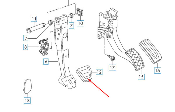 5Q0721173 - NEW VOLKSWAGEN GOLF MK7 BRAKE PEDAL CAP 5Q0721173 ORIGINAL