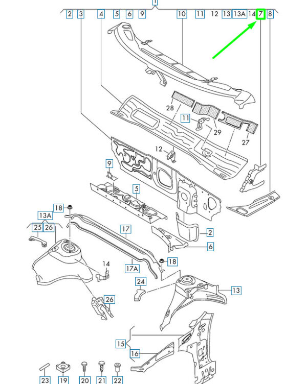 5Q0803344 - NEW VW PASSAT B8 3G FRONT RIGHT BODY CORNER REINFORCEMENT 5Q0803344