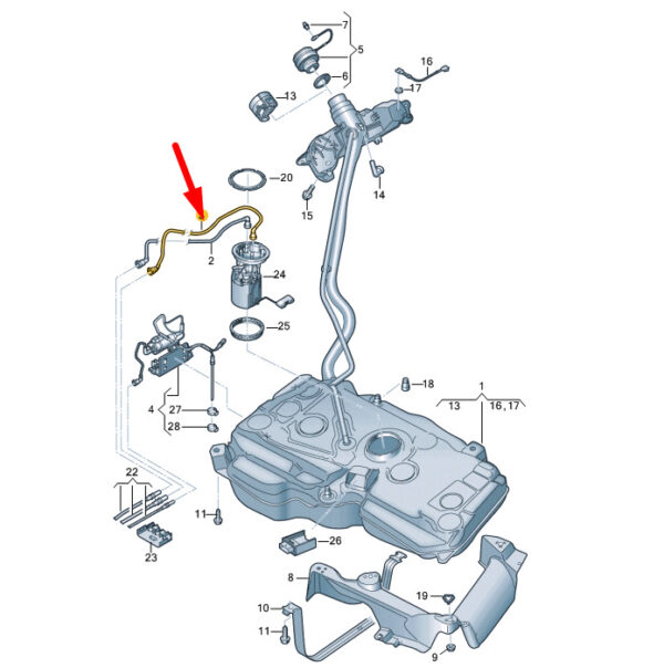 5QA201293D - NEW VOLKSWAGEN TIGUAN AD MK2 FUEL FEED LINE BLACK 5QA201293D