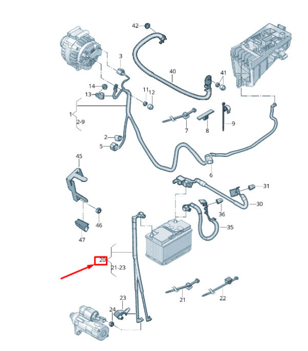 5QA971228AK - New VOLKSWAGEN TIGUAN AD1 Positive Battery Cable 5QA971228AK