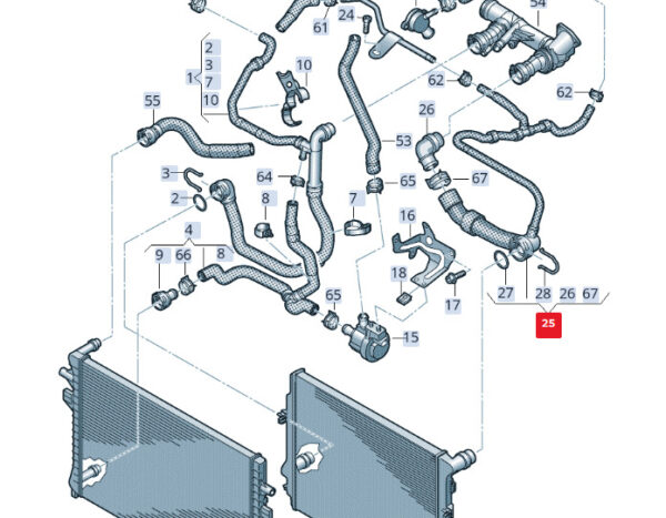 5QF122101DF - NEW VOLKSWAGEN TIGUAN AD1 LEFT WATER RADIATOR COOLANT HOSE 5QF122101DF