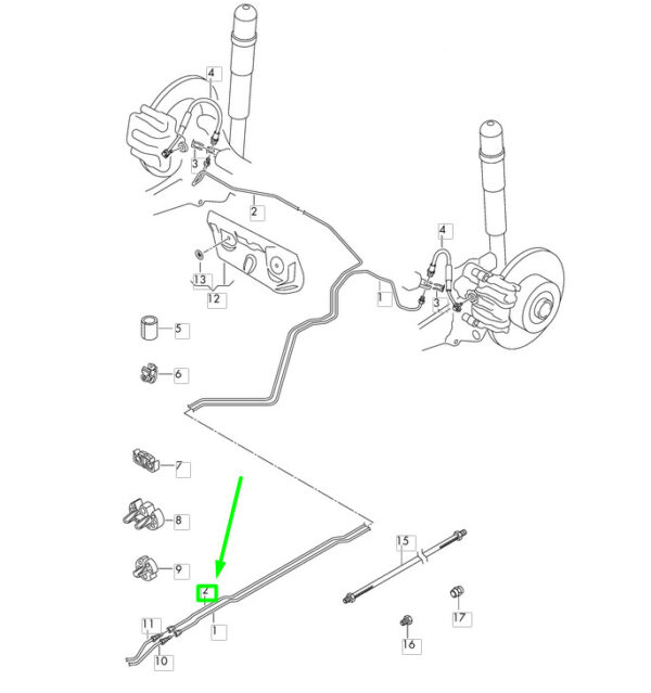5QF614742Q - NEW VOLKSW TIGUAN AD MK2 REAR RIGHT BRAKE LINE 5QF614742Q