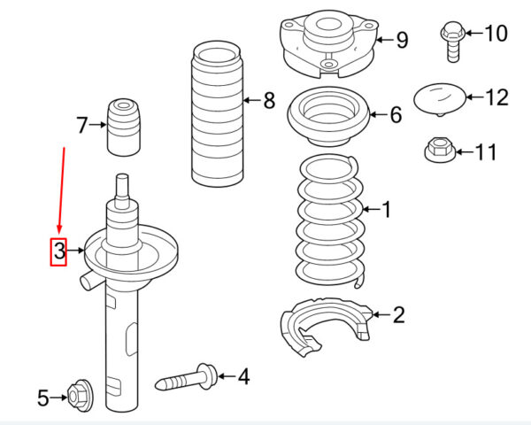 5QM413031E - NEW VW GOLF VII 5G MK7 FRONT SUSPENSION SHOCK ABSORBER 5QM413031E ORIGINAL