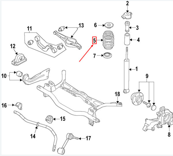 5QM511115D - NEW VW GOLF VII 5G MK7 REAR LEFT COIL SPRING 5QM511115D