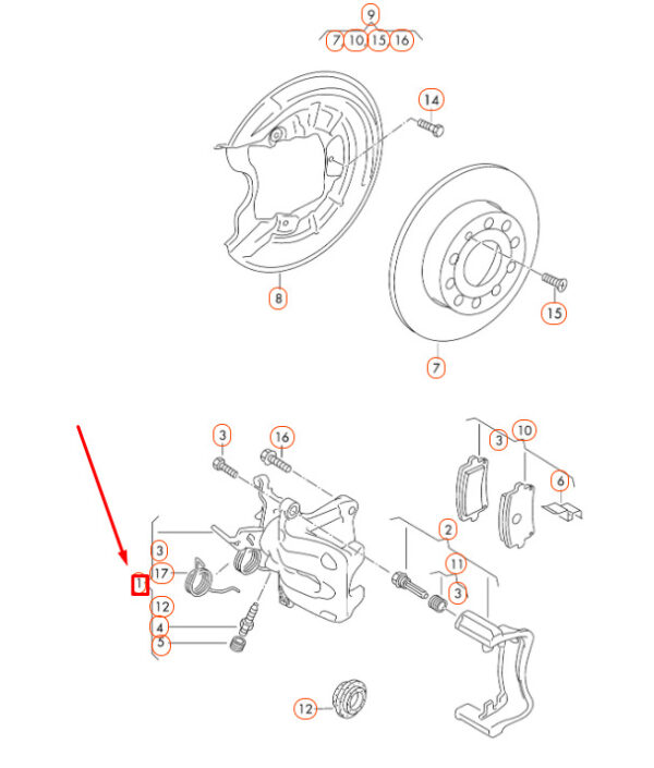5QM615423A - NEW VOLKSWAGEN PASSAT B8 REAR LEFT BRAKE CALIPER HOUSING 5QM615423A ORIGINAL