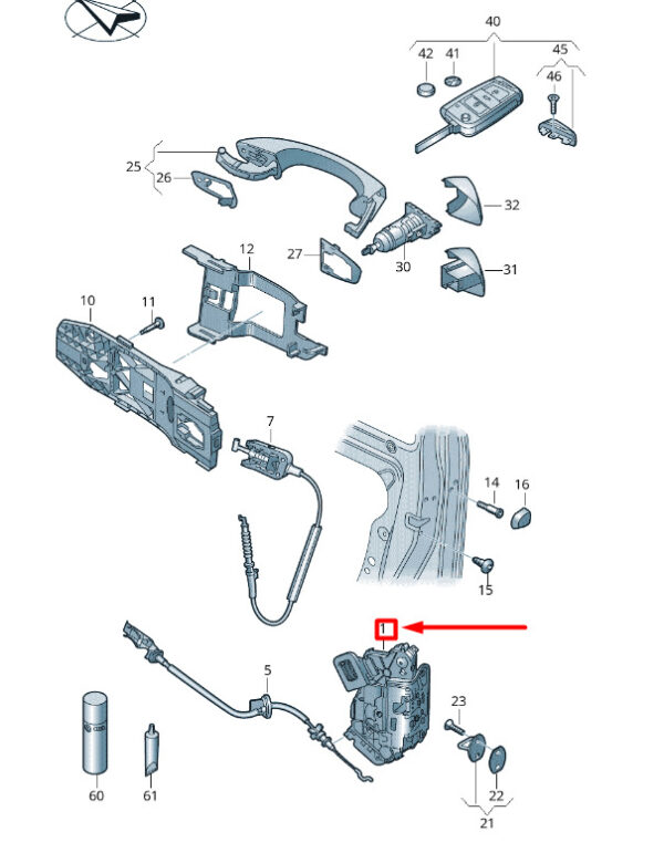 5TC837016B - NEW VOLKSWAGEN T-ROC A11 FRONT RIGHT DOOR LOCK RHD 5TC837016B ORIGINAL