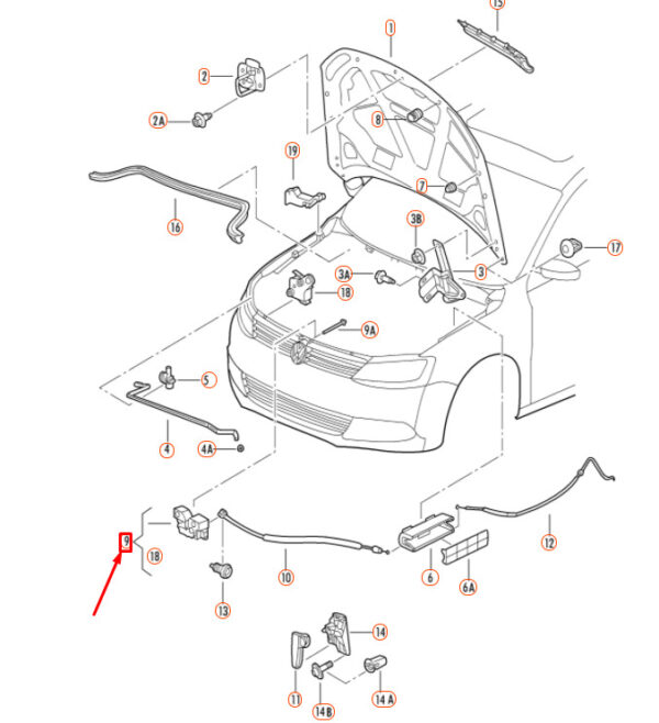 5U0823509N - NEW VOLKSWAGEN JETTA A6 ENGINE HOOD LID LOCK 5U0823509N ORIGINAL