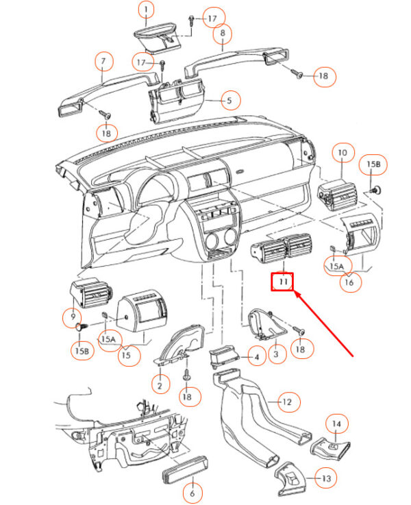 5Z08197281FR - NEW OEM VOLKSWAGEN FOX DASHBOARD CENTER AIR VENT 5Z08197281FR GENUINE