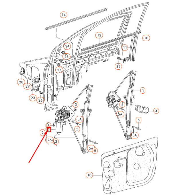 5Z0959802B - NEW VW FOX 5Z FRONT RIGHT DOOR WINDOW REGULATOR MOTOR 5Z0959802B OEM