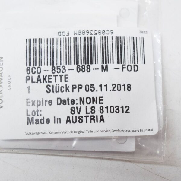 6C0853688MFOD - VW UP Beats Badge Self-Adhesive 6C0853688MFOD NEW OEM