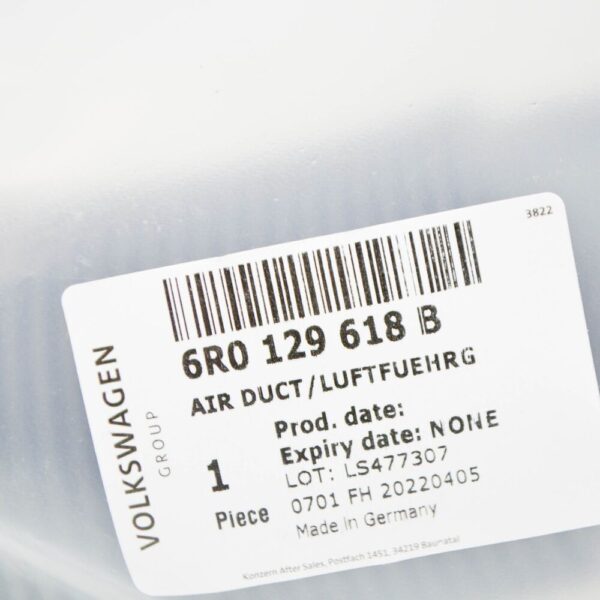 6R0129618B - VW POLO 6R engine airborne intake pipe 6R0129618B new