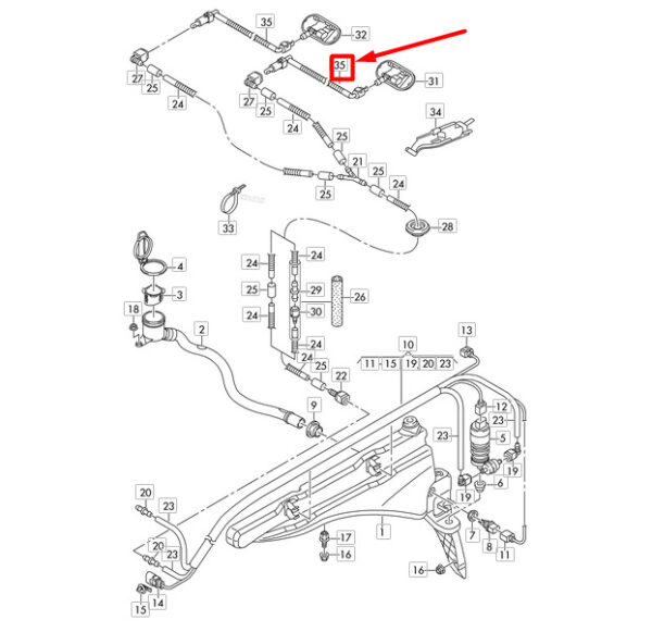 6R0998481 - NEW VOLKSWAGEN GOLF 5G MK7 WINDSCREEN WASHER CONNECTING PIPE 6R0998481
