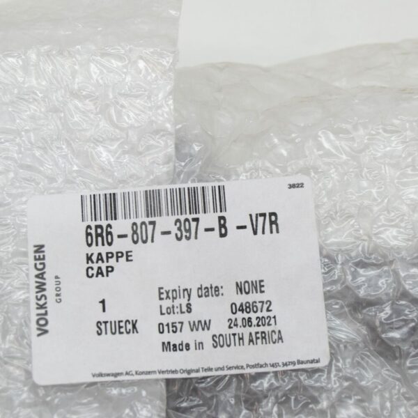 6R6807397BV7R - VW POLO 6R Rear Bumper Tow Cover Cap 6R6807397BV7R NEW