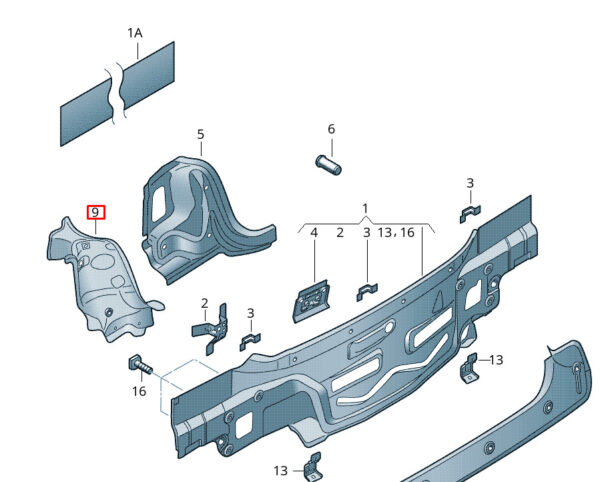 6RW813332 - VW AMOEO reinforcement of the duct seal rear right 6RW813332 NEW ORIGINAL